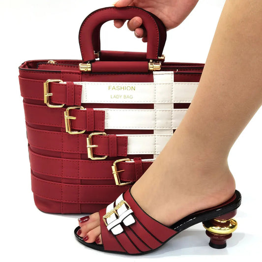 Doershow  Italian Shoes And Bag Sets For Evening Party With Stones Italian Leather Handbags Match Bags!HOP1-25 SHOWLU FASHION STORE