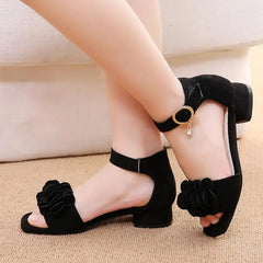 Summer Kids Leather Shoes Girls Wedding Dress Shoes Children Princess Flower Sandals For Girls Casual Dance Shoes Flat Sandals SHOWLU FASHION STORE
