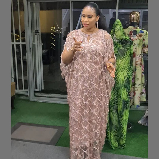 Autumn Fashion Style African Women Solid Color Plus Size Long Dress  African Dresses for Women SHOWLU FASHION STORE