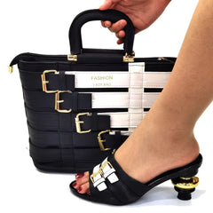 Doershow  Italian Shoes And Bag Sets For Evening Party With Stones Italian Leather Handbags Match Bags!HOP1-25 SHOWLU FASHION STORE