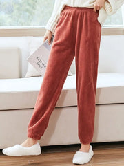 Showlu Fashion Store 0 WINE PANTS2 / Fit For 40-75KG HELIAR Women Warm 2 Piece Sets Thicken Velvet Ribbed Fleece Set Pullover And Pants Casual Pajama Sets Women Autumn Winter 2023