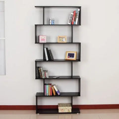 Taupe Shadow Home & Garden HOMCOM Wooden S Shape Bookcase 6 Shelves Storage Display Home Office