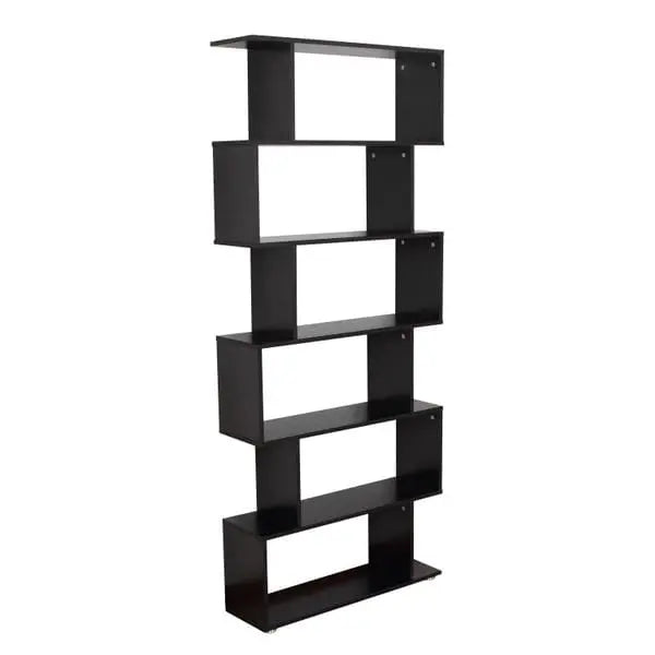 Taupe Shadow Home & Garden HOMCOM Wooden S Shape Bookcase 6 Shelves Storage Display Home Office