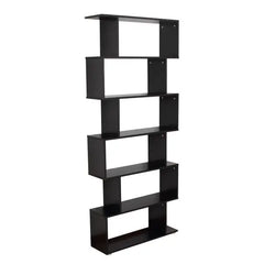 Taupe Shadow Home & Garden HOMCOM Wooden S Shape Bookcase 6 Shelves Storage Display Home Office