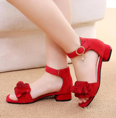 Summer Kids Leather Shoes Girls Wedding Dress Shoes Children Princess Flower Sandals For Girls Casual Dance Shoes Flat Sandals SHOWLU FASHION STORE