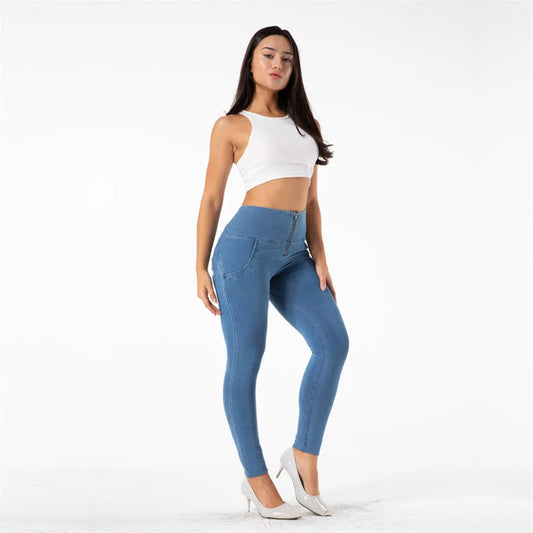 Shascullfites Melody Fit Jeans Full Length Push Up Skinny Slim High Waist Four Ways Stretchable Denim Jeans for Woman Summer