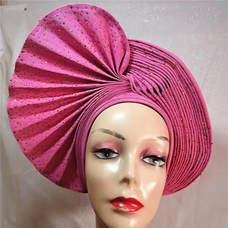 High Quality African Nigeria Gele Elegant Helmet With Stones Headband Turban Head Scarf Head - Hat Auto Gele Brand New Hats 7L5191 - SHOWLU FASHION STORE