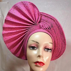 High Quality African Nigeria Gele Elegant Helmet With Stones Headband Turban Head Scarf Head - Hat Auto Gele Brand New Hats 7L5191 - SHOWLU FASHION STORE