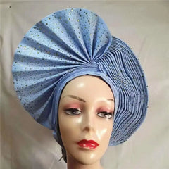 High Quality African Nigeria Gele Elegant Helmet With Stones Headband Turban Head Scarf Head - Hat Auto Gele Brand New Hats 7L5191 - SHOWLU FASHION STORE