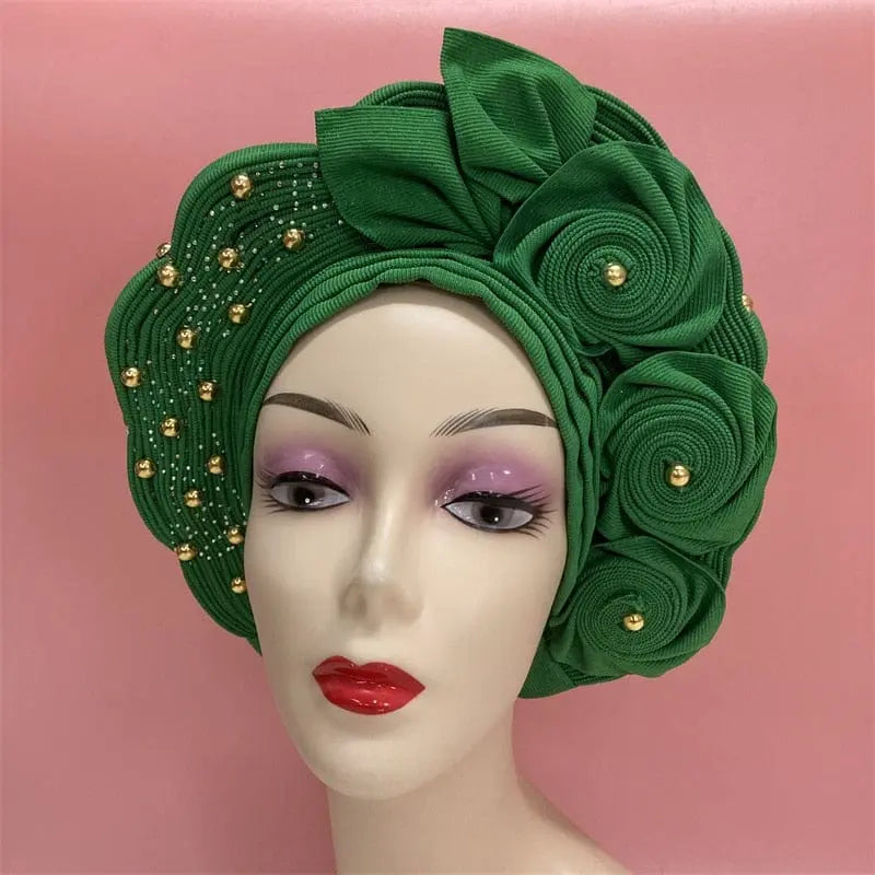 High Quality African Nigeria Gele Elegant Helmet With Stones Headband Turban Head Scarf Head - Hat Auto Gele Brand New Hats 7L5191 - SHOWLU FASHION STORE