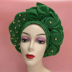 High Quality African Nigeria Gele Elegant Helmet With Stones Headband Turban Head Scarf Head - Hat Auto Gele Brand New Hats 7L5191 - SHOWLU FASHION STORE