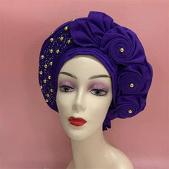 High Quality African Nigeria Gele Elegant Helmet With Stones Headband Turban Head Scarf Head - Hat Auto Gele Brand New Hats 7L5191 - SHOWLU FASHION STORE