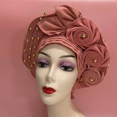 High Quality African Nigeria Gele Elegant Helmet With Stones Headband Turban Head Scarf Head - Hat Auto Gele Brand New Hats 7L5191 - SHOWLU FASHION STORE