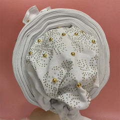 Showlu Fashion Store 0 High Quality African Nigeria Gele Elegant Helmet With Stones Headband Turban Head Scarf Head-Hat Auto Gele Brand New Hats 7L5191