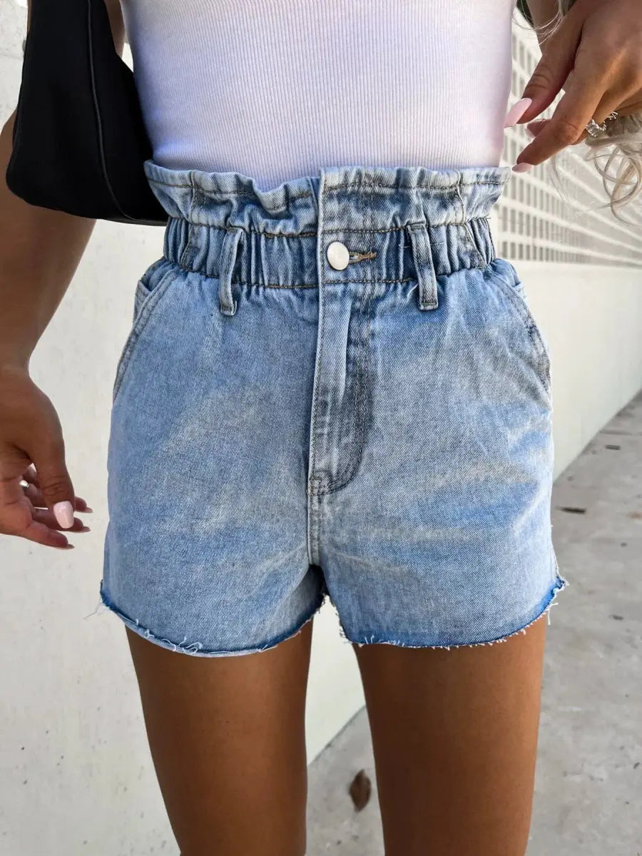 Jeans European and American - Style Lace Denim with Hole Hot Pants - SHOWLU FASHION STORE