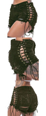 Showlu Fashion Store 162205 2XL / Army Green 8 Jeans European and American-Style Lace Denim with Hole Hot Pants
