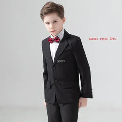 Showlu Fashion Store 0 Black Coat Pants / 2T Kids Navy Blue Wedding Suit For Boys Birthday Photography Dress Child Red Blazer School Performance Party Prom Clothing Set