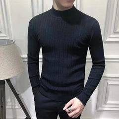 Showlu Fashion Store 0 Korean Fashion Autumn Men Casual Vintage Style Sweater Wool Turtleneck Oversize 2023 Winter Men Warm Cotton Pullovers Sweaters
