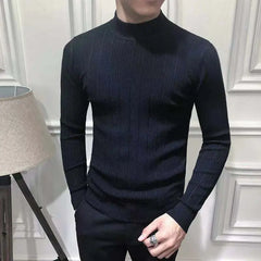 Showlu Fashion Store 0 QJMYN2  A06 / M Korean Fashion Autumn Men Casual Vintage Style Sweater Wool Turtleneck Oversize 2023 Winter Men Warm Cotton Pullovers Sweaters