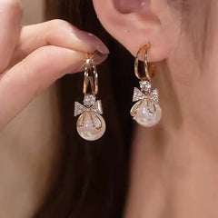 Showlu Fashion Store 0 9 Luxury Trend Black Color Double Layer Earrings For Women Korean Crystal Zircon Geometric Earring Bride Wedding Statement Jewelry