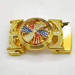 Showlu Store Nation 0 YBE-25 Gold / China / Only Buckle 3.7CM Man Automatic Buckle Leather Belt High Quality Men Business Belt Golden Waist Buckle Rhinestone Decoration Males Luxury Belt