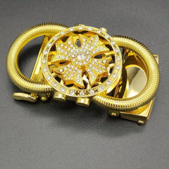 Showlu Store Nation 0 Man Automatic Buckle Leather Belt High Quality Men Business Belt Golden Waist Buckle Rhinestone Decoration Males Luxury Belt