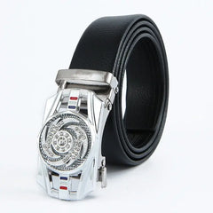 Showlu Store Nation 0 Silver B / China / 120cm Man Automatic Buckle Leather Belt High Quality Men Business Belt Golden Waist Buckle Rhinestone Decoration Males Luxury Belt