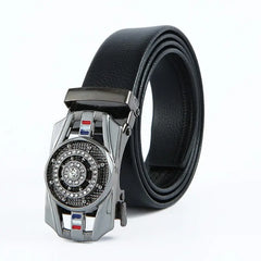 Showlu Store Nation 0 Black A / China / 120cm Man Automatic Buckle Leather Belt High Quality Men Business Belt Golden Waist Buckle Rhinestone Decoration Males Luxury Belt