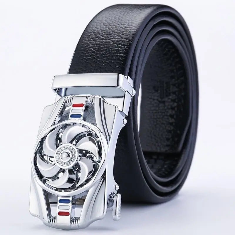Showlu Store Nation 0 YBE-A1 Silver / China / 120cm Man Automatic Buckle Leather Belt High Quality Men Business Belt Golden Waist Buckle Rhinestone Decoration Males Luxury Belt