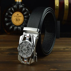 Showlu Store Nation 0 Man Automatic Buckle Leather Belt High Quality Men Business Belt Golden Waist Buckle Rhinestone Decoration Males Luxury Belt