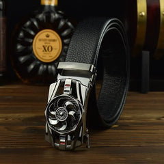 Showlu Store Nation 0 Man Automatic Buckle Leather Belt High Quality Men Business Belt Golden Waist Buckle Rhinestone Decoration Males Luxury Belt