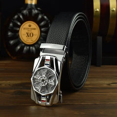 Showlu Store Nation 0 Man Automatic Buckle Leather Belt High Quality Men Business Belt Golden Waist Buckle Rhinestone Decoration Males Luxury Belt