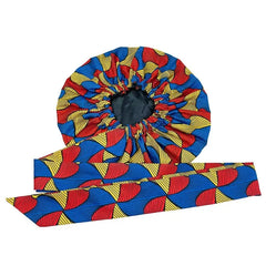 Showlu Store Nation 0 style8 New African Ankara Pattern Satin Linned Bonnet Women Long Ribbon Headwrap Double Layer Headscarf Big Size Adult Hair Cover