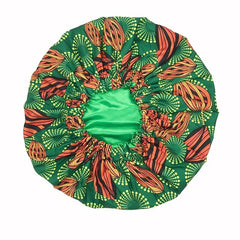 Showlu Store Nation 0 style434A-1 New African Ankara Pattern Satin Linned Bonnet Women Long Ribbon Headwrap Double Layer Headscarf Big Size Adult Hair Cover