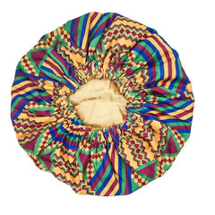 Showlu Store Nation 0 style434A-6 New African Ankara Pattern Satin Linned Bonnet Women Long Ribbon Headwrap Double Layer Headscarf Big Size Adult Hair Cover