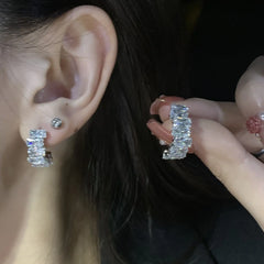 Showlu Fashion Store 0 ED0179 New Fashion Full of Rhinestone Letter D Earrings For Women Luxury Brand Gold Color Metal Small Earrings Party Jewelry Gift