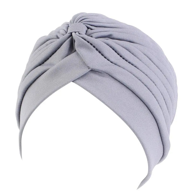 Showlu Fashion Store 0 L grey New Flower Decoration Turban Solid Color For Women Fashion Hair Wear Head Wrap Ladies Headwear Cancer Hats India Cap Bandana