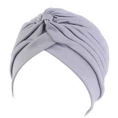 Showlu Fashion Store 0 L grey New Flower Decoration Turban Solid Color For Women Fashion Hair Wear Head Wrap Ladies Headwear Cancer Hats India Cap Bandana