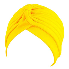 Showlu Fashion Store 0 Gold yellow New Flower Decoration Turban Solid Color For Women Fashion Hair Wear Head Wrap Ladies Headwear Cancer Hats India Cap Bandana