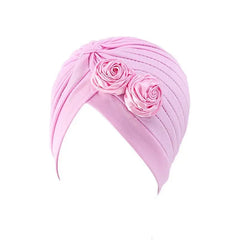 Showlu Fashion Store 0 Pink 3 New Flower Decoration Turban Solid Color For Women Fashion Hair Wear Head Wrap Ladies Headwear Cancer Hats India Cap Bandana