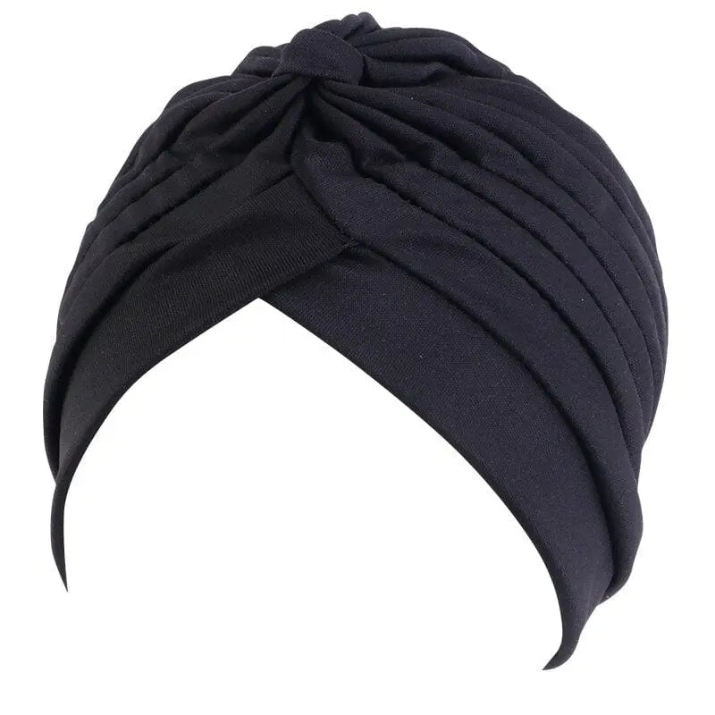 Showlu Fashion Store 0 Black 2 New Flower Decoration Turban Solid Color For Women Fashion Hair Wear Head Wrap Ladies Headwear Cancer Hats India Cap Bandana