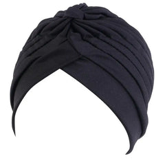 Showlu Fashion Store 0 Black 2 New Flower Decoration Turban Solid Color For Women Fashion Hair Wear Head Wrap Ladies Headwear Cancer Hats India Cap Bandana