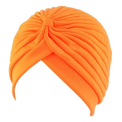 Showlu Fashion Store 0 orange New Flower Decoration Turban Solid Color For Women Fashion Hair Wear Head Wrap Ladies Headwear Cancer Hats India Cap Bandana