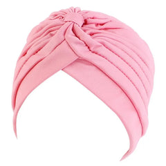 Showlu Fashion Store 0 D pink New Flower Decoration Turban Solid Color For Women Fashion Hair Wear Head Wrap Ladies Headwear Cancer Hats India Cap Bandana