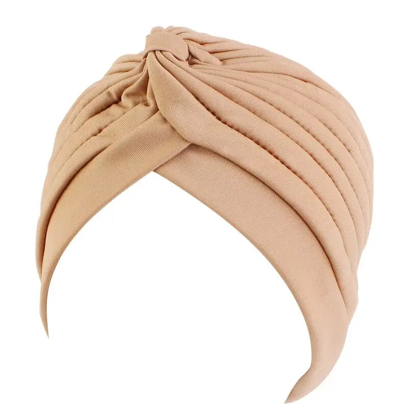 Showlu Fashion Store 0 L coffee New Flower Decoration Turban Solid Color For Women Fashion Hair Wear Head Wrap Ladies Headwear Cancer Hats India Cap Bandana
