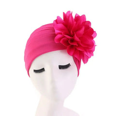 Showlu Fashion Store 0 New Flower Decoration Turban Solid Color For Women Fashion Hair Wear Head Wrap Ladies Headwear Cancer Hats India Cap Bandana