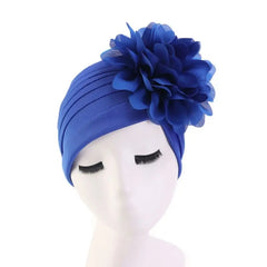 Showlu Fashion Store 0 New Flower Decoration Turban Solid Color For Women Fashion Hair Wear Head Wrap Ladies Headwear Cancer Hats India Cap Bandana