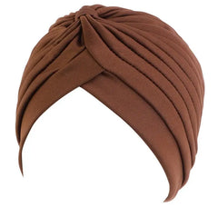 Showlu Fashion Store 0 Middle coffee New Flower Decoration Turban Solid Color For Women Fashion Hair Wear Head Wrap Ladies Headwear Cancer Hats India Cap Bandana