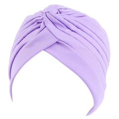 Showlu Fashion Store 0 L purple New Flower Decoration Turban Solid Color For Women Fashion Hair Wear Head Wrap Ladies Headwear Cancer Hats India Cap Bandana