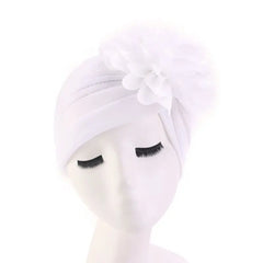 Showlu Fashion Store 0 New Flower Decoration Turban Solid Color For Women Fashion Hair Wear Head Wrap Ladies Headwear Cancer Hats India Cap Bandana
